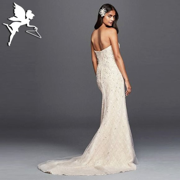 Galina Signature Dresses & Skirts - NWT GALINA SIGNATURE Strapless Mermaidcore Wedding Dress With Beaded Fri…